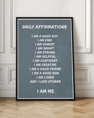 Daily Affirmations blue - Stretched Canvas, Poster or Fine Art Print I Heart Wall Art