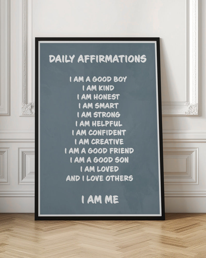 Daily Affirmations blue - Stretched Canvas, Poster or Fine Art Print I Heart Wall Art