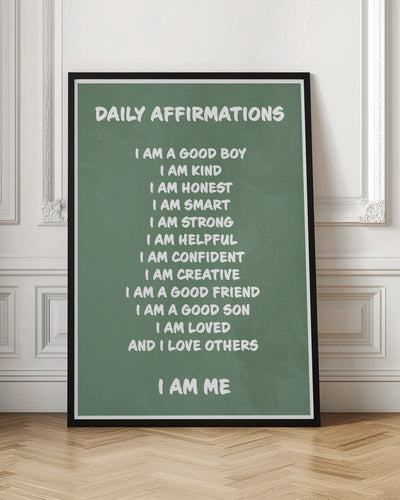 Daily Affirmations Green - Stretched Canvas, Poster or Fine Art Print I Heart Wall Art