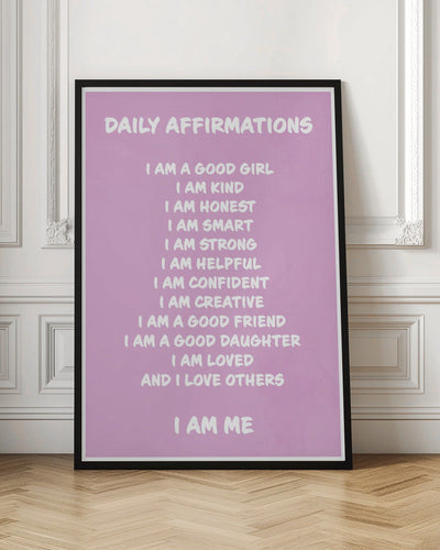 Daily Affirmations Pink - Stretched Canvas, Poster or Fine Art Print I Heart Wall Art