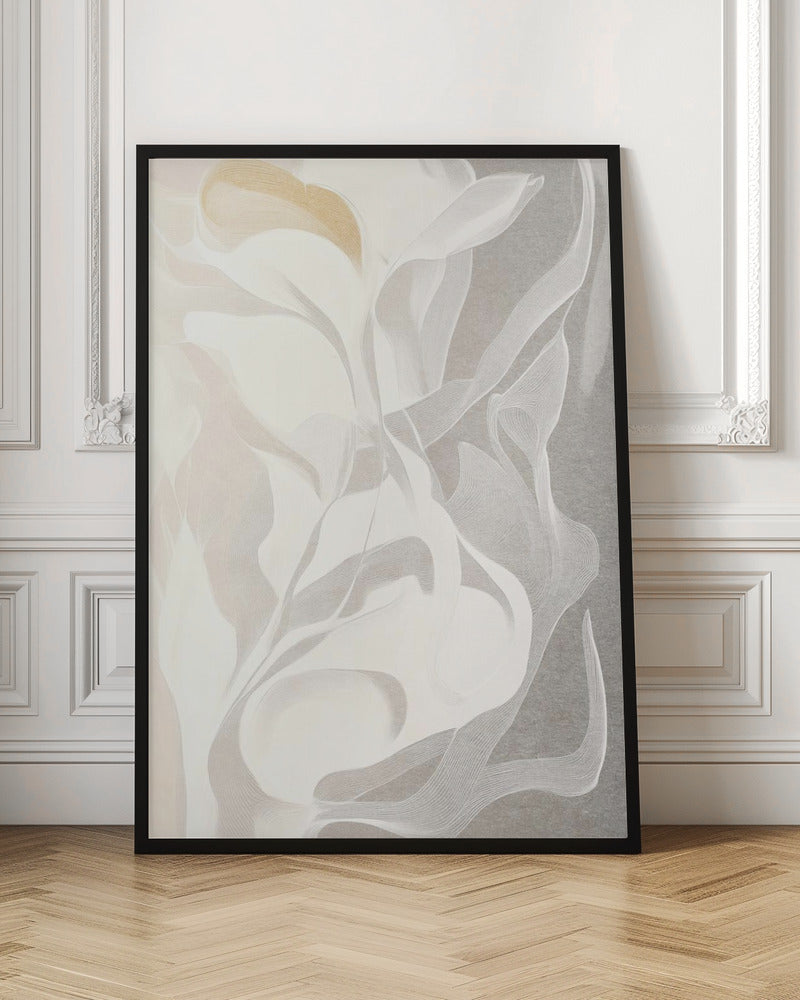 Swirling White and Gray Lines - Stretched Canvas, Poster or Fine Art Print I Heart Wall Art