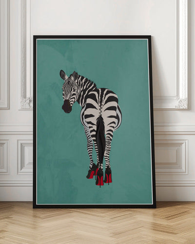 Zebra in heels teal - Stretched Canvas, Poster or Fine Art Print I Heart Wall Art