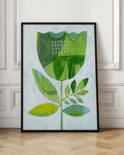 Abstract Tulip Green - Stretched Canvas, Poster or Fine Art Print I Heart Wall Art
