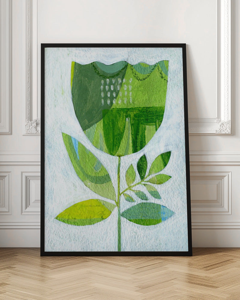 Abstract Tulip Green - Stretched Canvas, Poster or Fine Art Print I Heart Wall Art