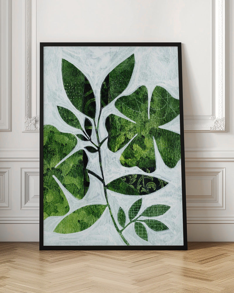 Abstract Green Floral - Stretched Canvas, Poster or Fine Art Print I Heart Wall Art