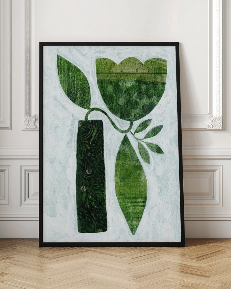 Abstract Green Tulip - Stretched Canvas, Poster or Fine Art Print I Heart Wall Art