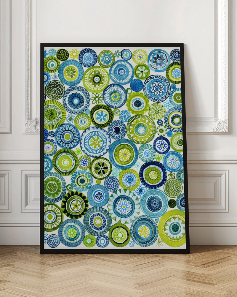 Frolic Floral Circles Pattern - Stretched Canvas, Poster or Fine Art Print I Heart Wall Art