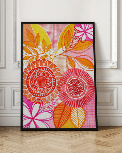 Hot Floral - Stretched Canvas, Poster or Fine Art Print I Heart Wall Art