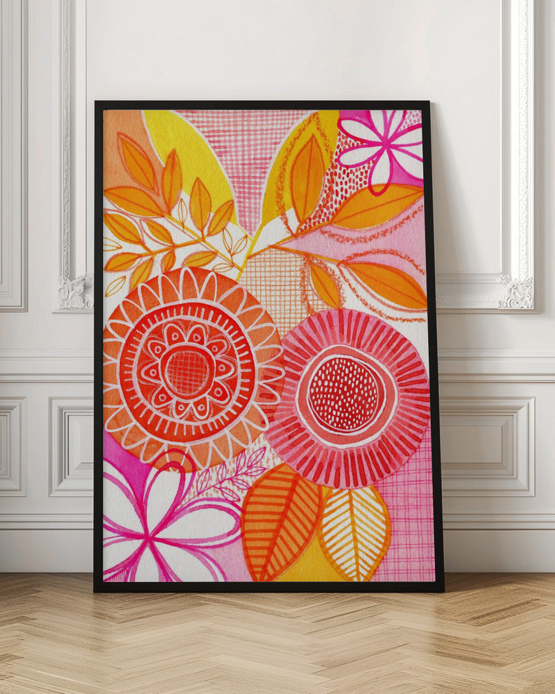 Hot Floral - Stretched Canvas, Poster or Fine Art Print I Heart Wall Art