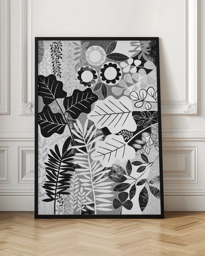 Modern Botanical Black &amp; White - Stretched Canvas, Poster or Fine Art Print I Heart Wall Art