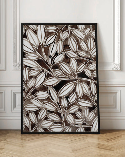 Black &amp; White Leaves - Stretched Canvas, Poster or Fine Art Print I Heart Wall Art