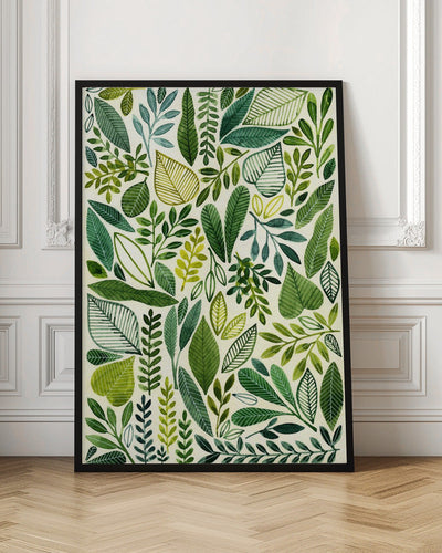 Green Leaves In Various Shapes - Stretched Canvas, Poster or Fine Art Print I Heart Wall Art