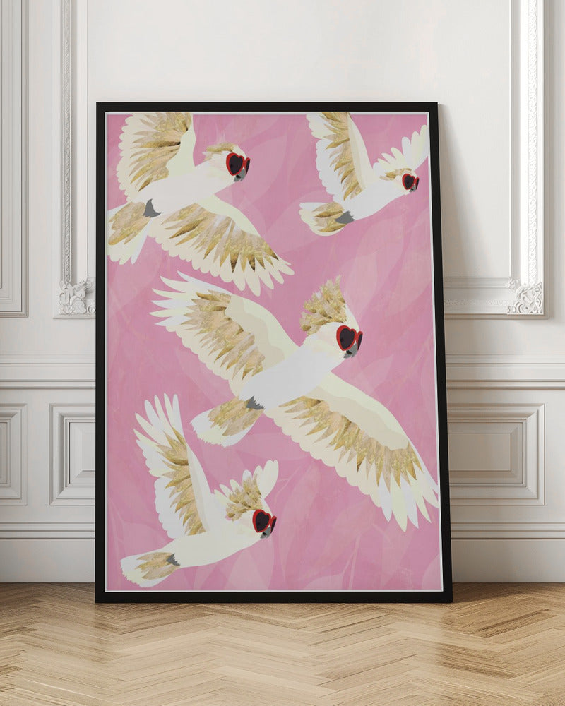 Cockatoos Flying Glasses - Stretched Canvas, Poster or Fine Art Print I Heart Wall Art