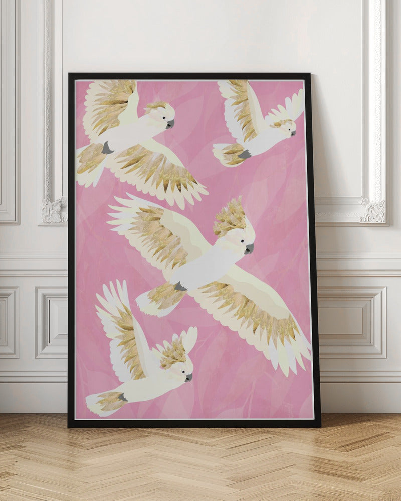 Cockatoos flying - Stretched Canvas, Poster or Fine Art Print I Heart Wall Art