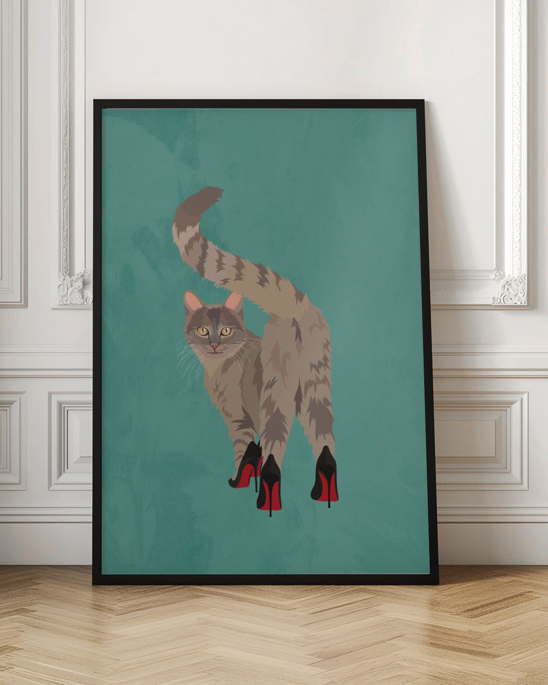 Kitten in heels - Stretched Canvas, Poster or Fine Art Print I Heart Wall Art
