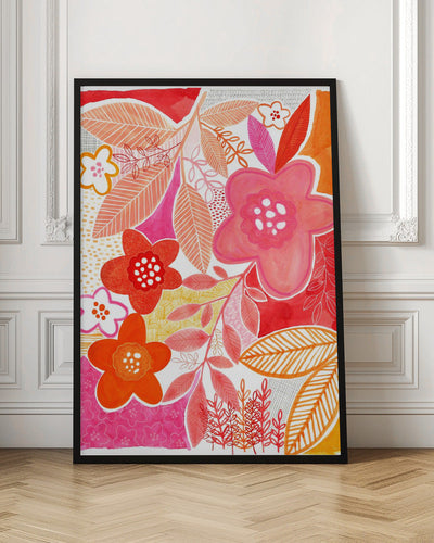 Abstract Flowers And Leaves - Stretched Canvas, Poster or Fine Art Print I Heart Wall Art