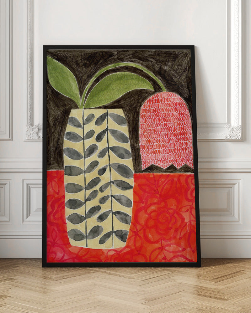 Red Tulip In A Modern Vase - Stretched Canvas, Poster or Fine Art Print I Heart Wall Art