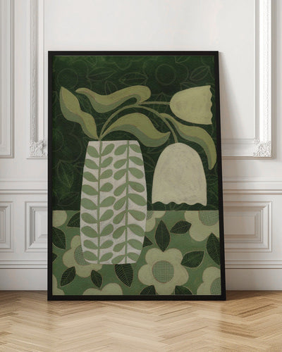 Green Tulip Still Life - Stretched Canvas, Poster or Fine Art Print I Heart Wall Art