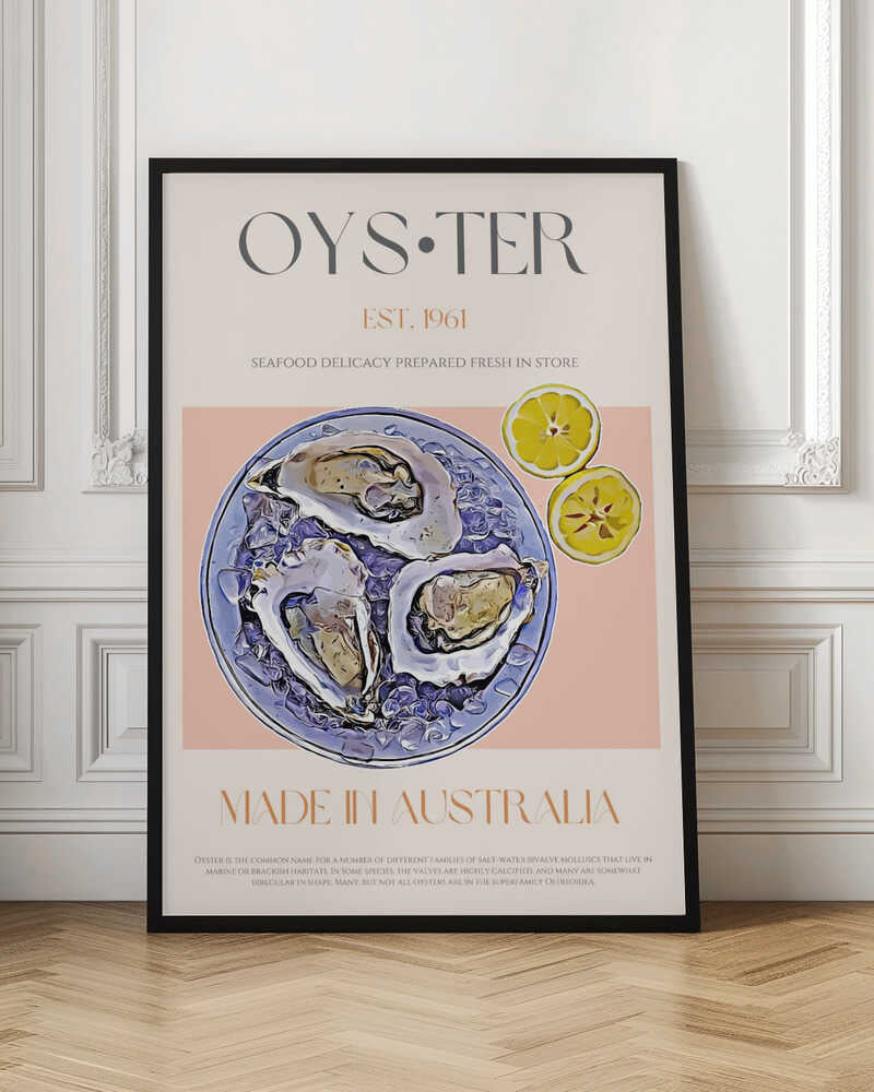 Fresh Oysters with Lemon Slices - Stretched Canvas, Poster or Fine Art Print