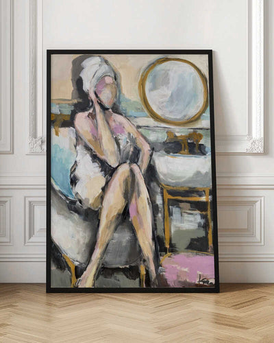 “Bathroom Conversation” - Stretched Canvas, Poster or Fine Art Print