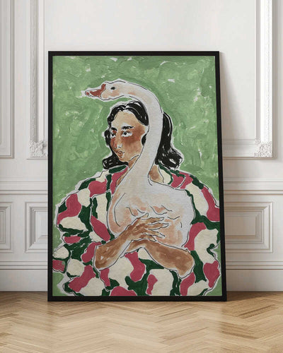 Girl With Duck - Stretched Canvas, Poster or Fine Art Print