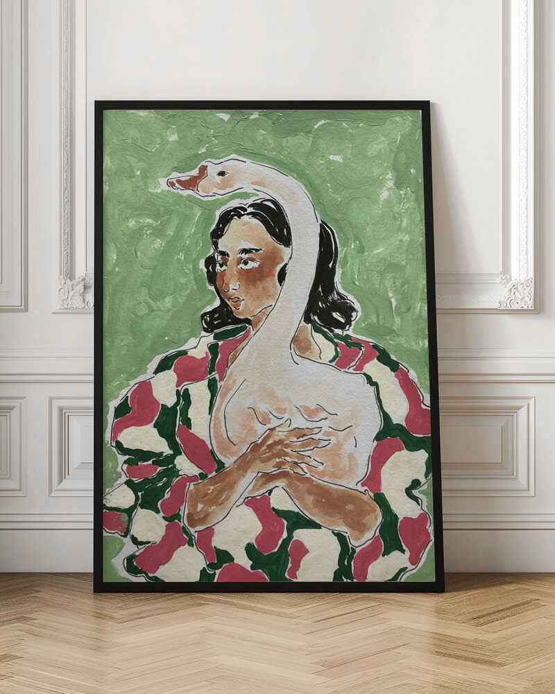 Girl With Duck - Stretched Canvas, Poster or Fine Art Print