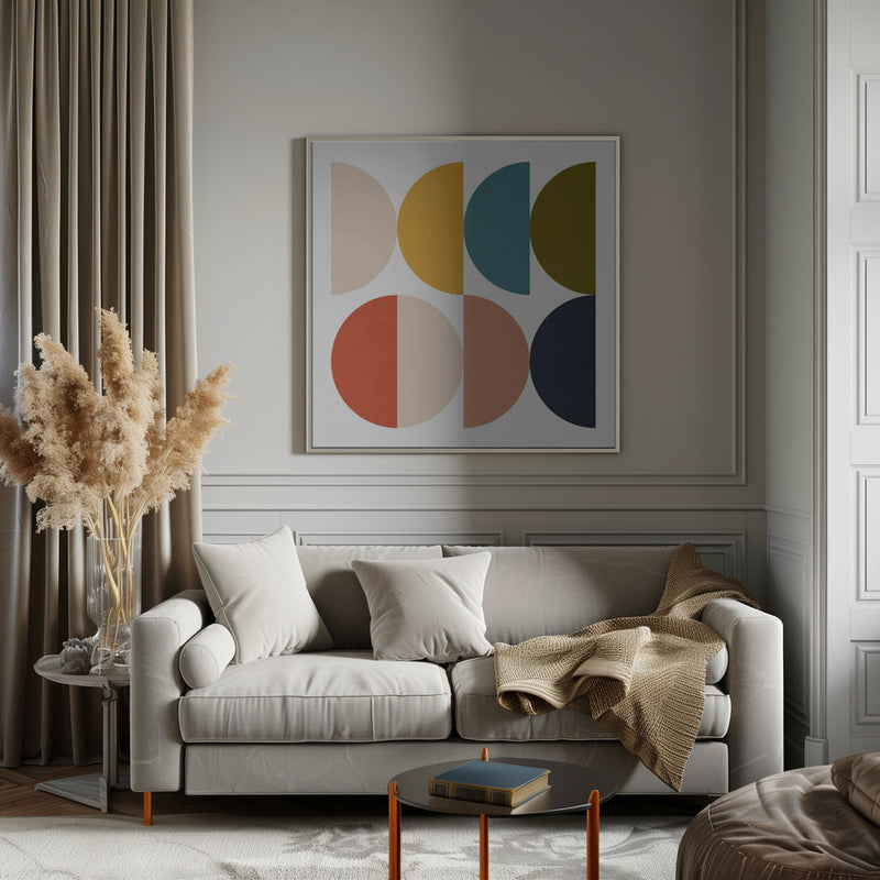 Mid Century Geometric Color Play - Square Stretched Canvas, Poster or Fine Art Print I Heart Wall Art