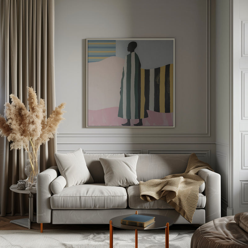 Man In Stripes - Square Stretched Canvas, Poster or Fine Art Print I Heart Wall Art