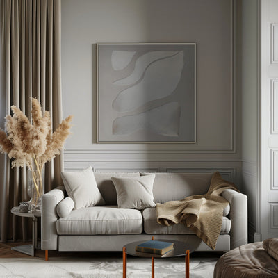 Flowing Shapes in Soft Neutral Tones - Square Stretched Canvas, Poster or Fine Art Print I Heart Wall Art