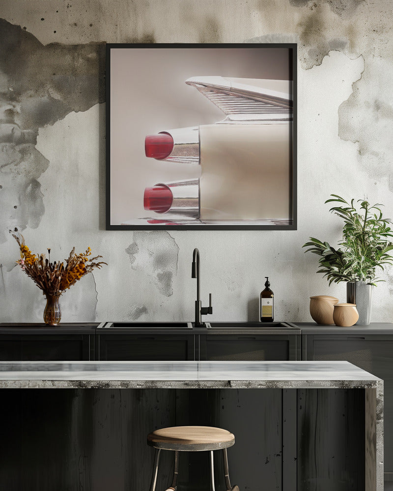 American classic car Custom Royal 1959 tail fin - Square Stretched Canvas, Poster or Fine Art Print I Heart Wall Art