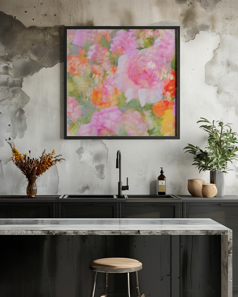 My Rose Garden Impression - Square Stretched Canvas, Poster or Fine Art Print I Heart Wall Art