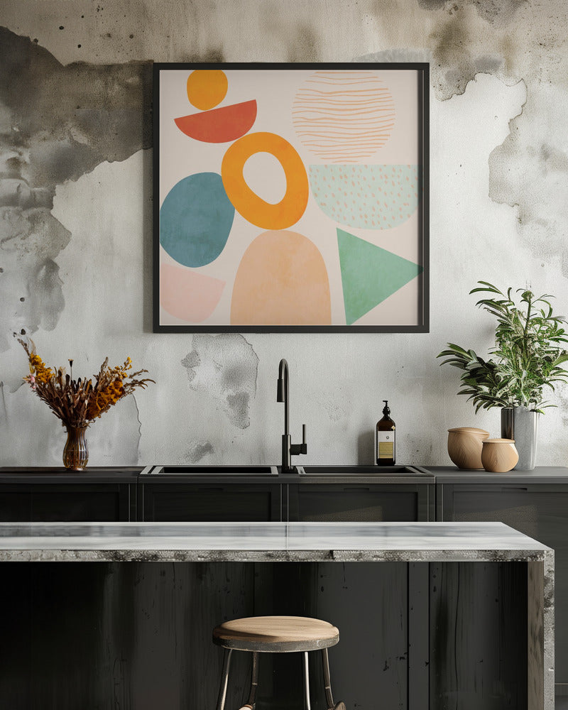 Shapes Play New2 - Square Stretched Canvas, Poster or Fine Art Print I Heart Wall Art