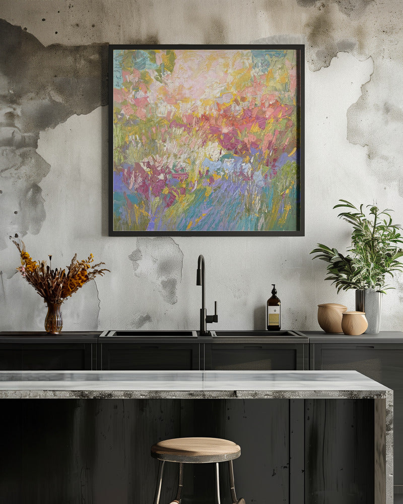 Radiant Floral Harmony - Square Stretched Canvas, Poster or Fine Art Print I Heart Wall Art