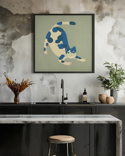Pouncing cat - Square Stretched Canvas, Poster or Fine Art Print I Heart Wall Art