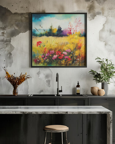 Idyllic Meadow (2) - Square Stretched Canvas, Poster or Fine Art Print I Heart Wall Art