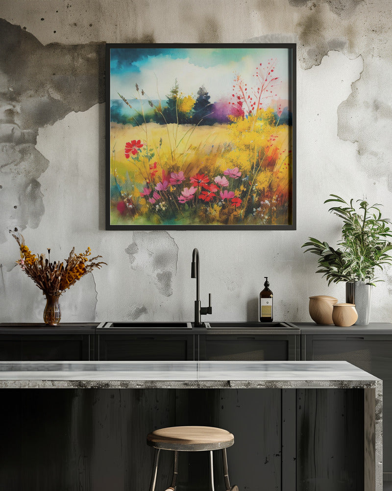 Idyllic Meadow (2) - Square Stretched Canvas, Poster or Fine Art Print I Heart Wall Art