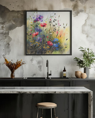 Idyllic Meadow (6) - Square Stretched Canvas, Poster or Fine Art Print I Heart Wall Art