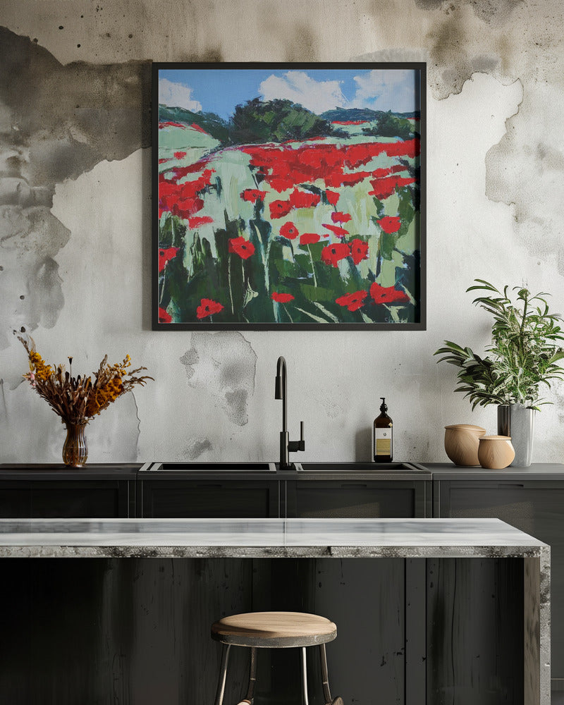 Poppies - Square Stretched Canvas, Poster or Fine Art Print I Heart Wall Art