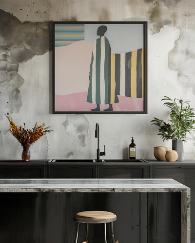 Man In Stripes - Square Stretched Canvas, Poster or Fine Art Print I Heart Wall Art