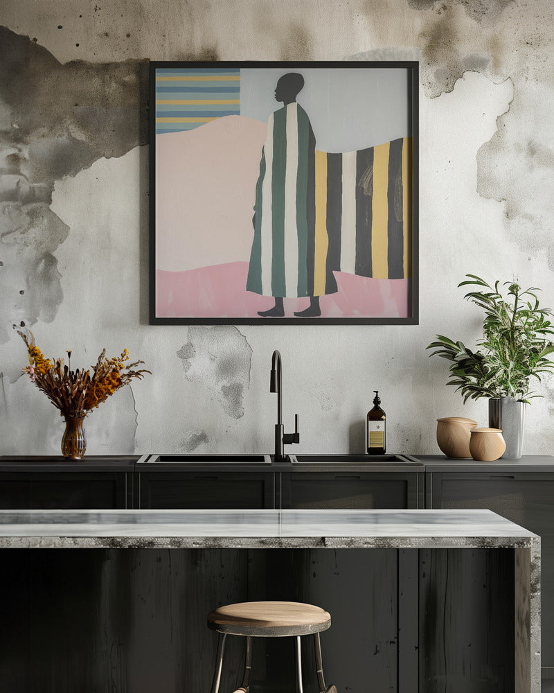 Man In Stripes - Square Stretched Canvas, Poster or Fine Art Print I Heart Wall Art