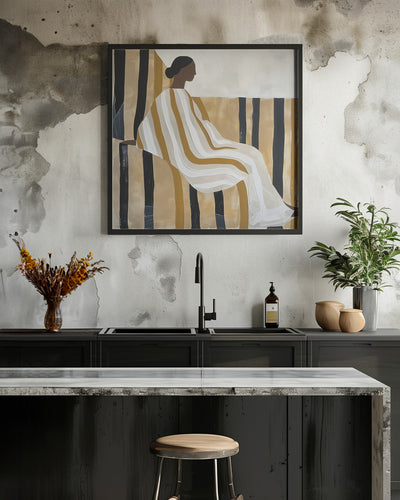 Lady In Stripes - Square Stretched Canvas, Poster or Fine Art Print I Heart Wall Art