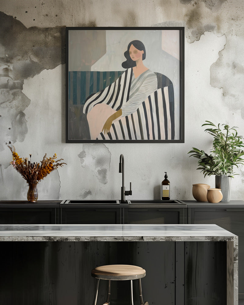 Woman In Recline - Square Stretched Canvas, Poster or Fine Art Print I Heart Wall Art