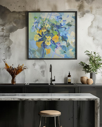 Wellow Oil Canvas  100 100  2011 - Square Stretched Canvas, Poster or Fine Art Print I Heart Wall Art