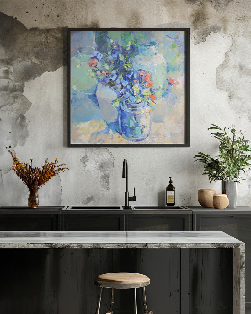 Wild Flowers - Square Stretched Canvas, Poster or Fine Art Print I Heart Wall Art