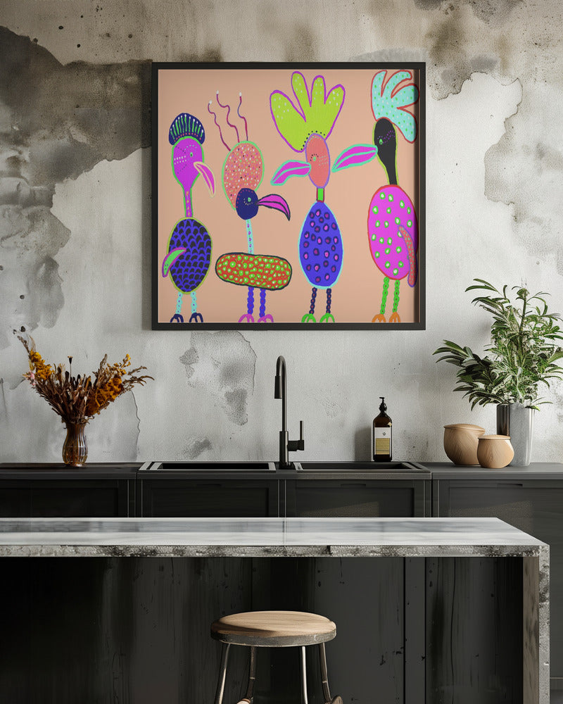 Chatter Boxes - Square Stretched Canvas, Poster or Fine Art Print I Heart Wall Art