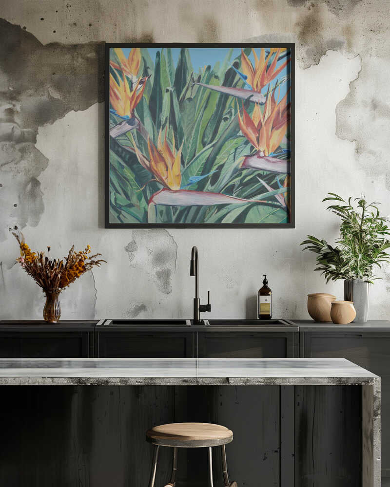 Stelitzia 3 By Viccy Wanliss - Square Stretched Canvas, Poster or Fine Art Print