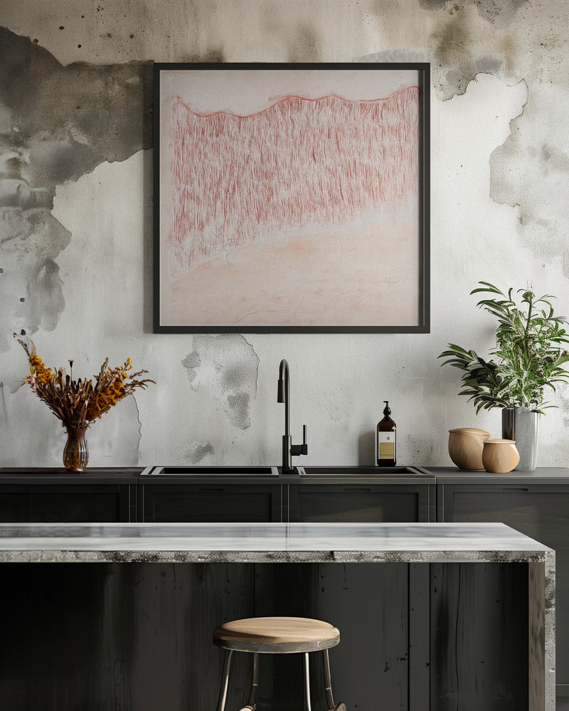 Crimson Wavescape - Square Stretched Canvas, Poster or Fine Art Print I Heart Wall Art