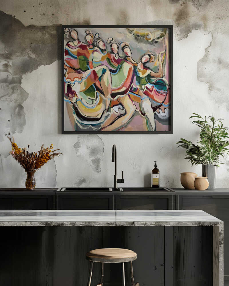 “Cancan” - Square Stretched Canvas, Poster or Fine Art Print