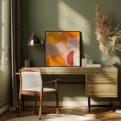 Mid Century Curry Yellow Blush Spring - Square Stretched Canvas, Poster or Fine Art Print I Heart Wall Art