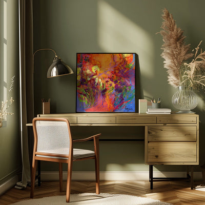 Vivid Sunburst - Square Stretched Canvas, Poster or Fine Art Print I Heart Wall Art